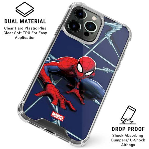 Marvel Spiderman Crawling Spiderman iPhone 16 Pro Max Clear Case